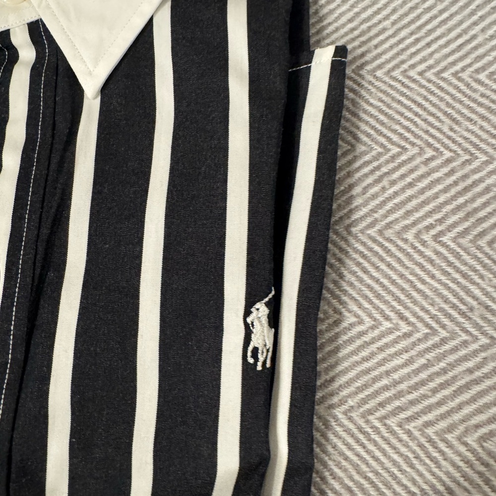 Ralph Lauren Black and White Striped Button Down Shirt (used once) - Picture 2 of 6